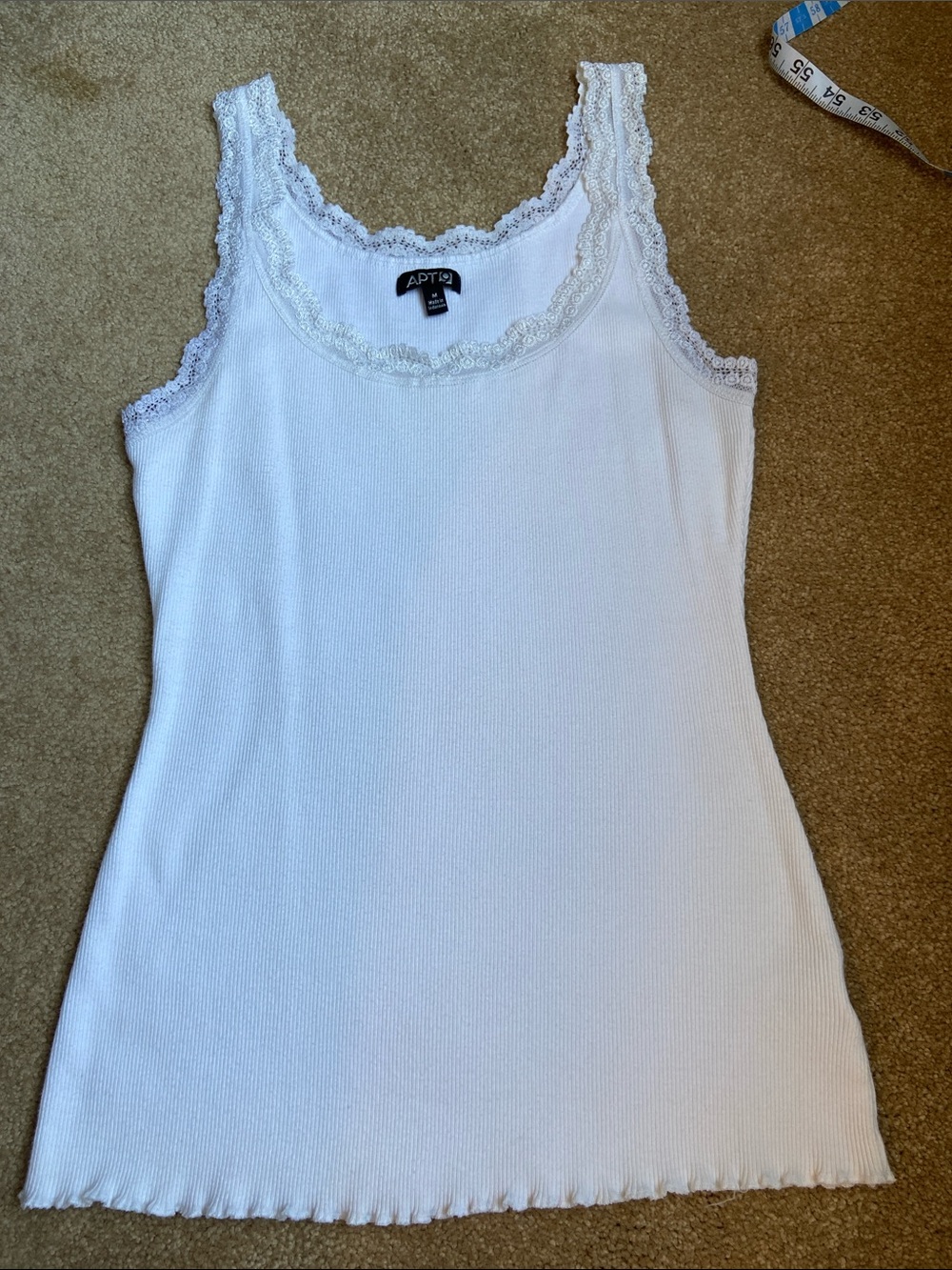 Apt. 9 White Lace-Trim Ribbed Tank